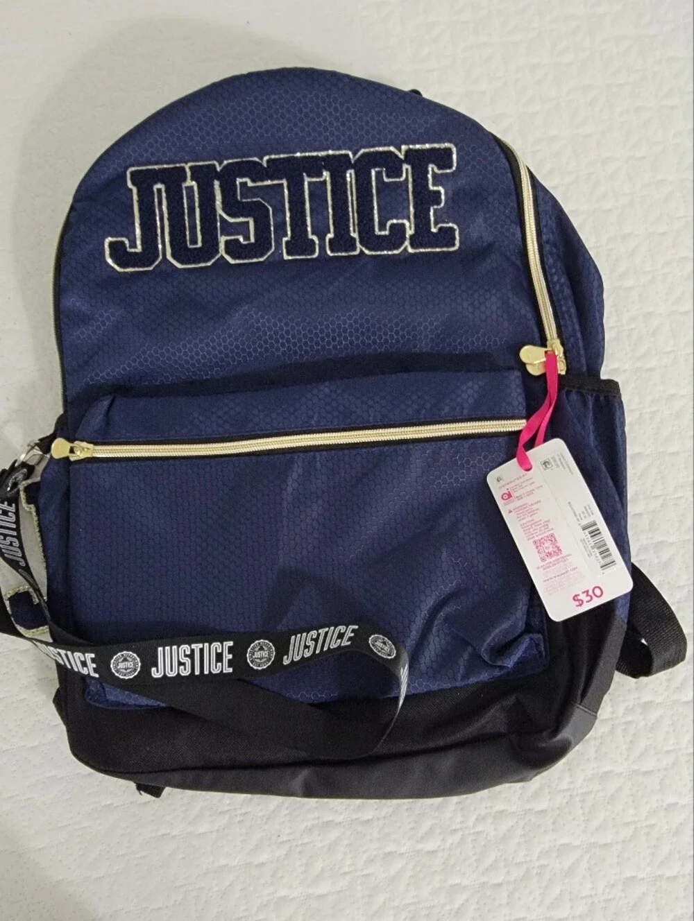 Justice Navy Blue Backpack with Gold Zippers - Girls/Men Bags